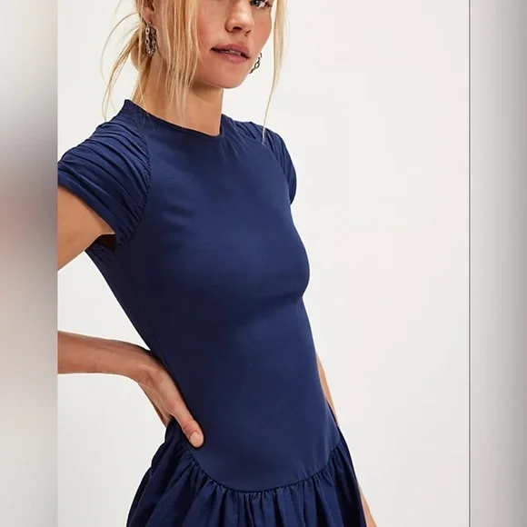 NWOT Free People, Afternoon Elegance Midi Dress, Various Sizes in Indigo Pura - Picture 5 of 9